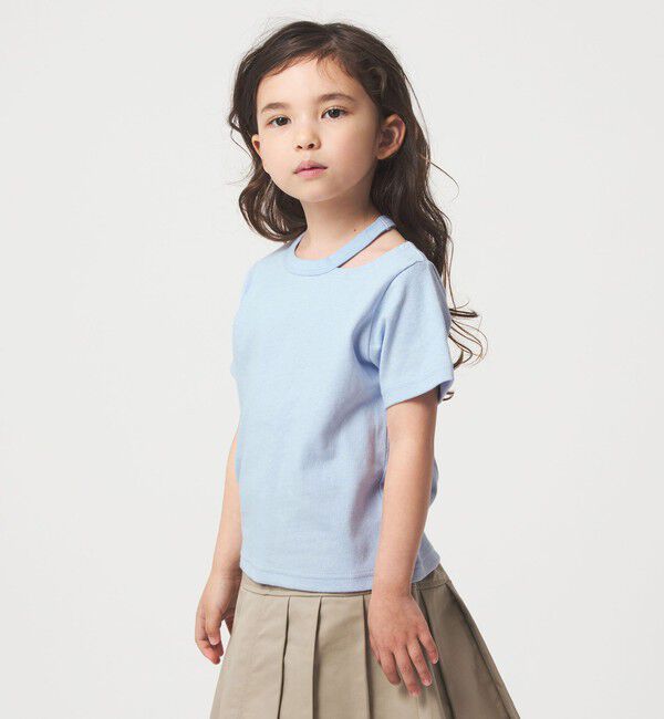 UNITED ARROWS green label relaxing「【WEB限定】ネック スリットTシャツ 100cm-160cm」|Tシャツ・カットソー|