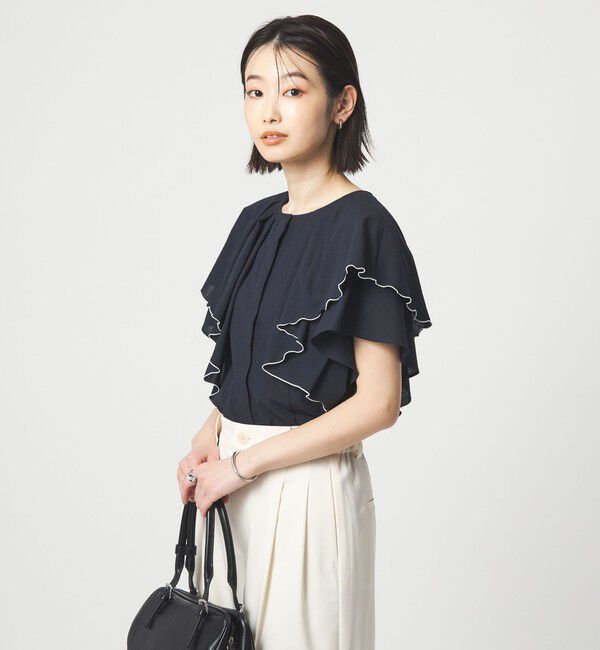 UNITED ARROWS green label relaxing「Breeze Cool  ラッフル ブラウス マシンウォッシャブル 吸水速乾 通気性 UVカット」|シャツ・ブラウス|
