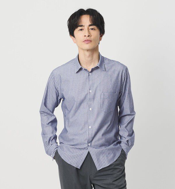BEAUTY&YOUTH UNITED ARROWS「クイック ストレッチ ストライプ レギュラー シャツ SLIM型 吸水速乾機能付き」|シャツ・ブラウス|COBALT