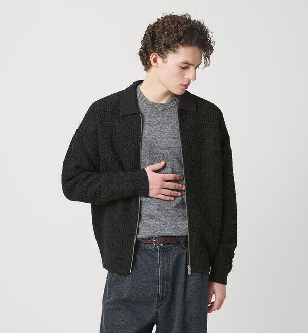 BEAUTY&YOUTH UNITED ARROWS「ブークレ レース ジップ ポロジャケット ウォッシャブル」|カーディガン|
