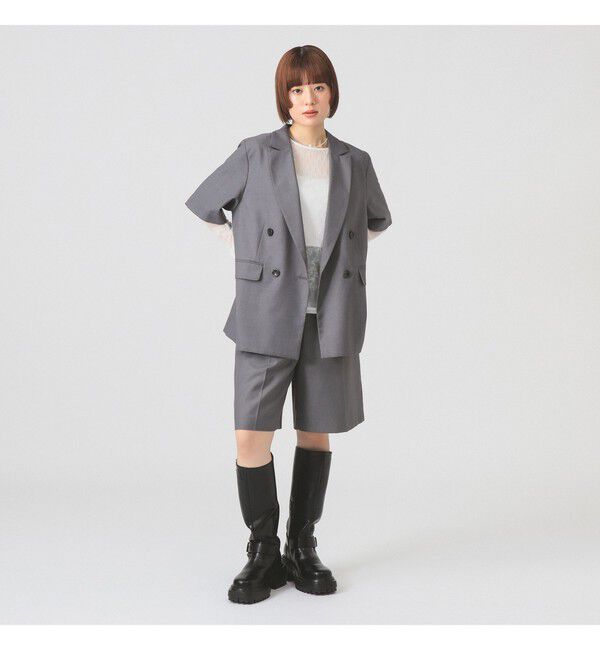 Ray BEAMS 「4ボタン ダブル ハーフスリーブ ジャケット 26SS」|テーラードジャケット|