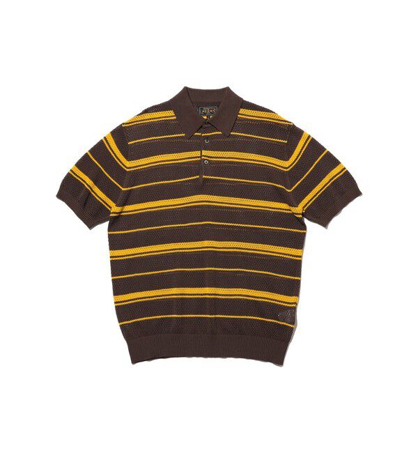 BEAMS PLUS「Mesh Polo Stripe」|ポロシャツ|BROWN
