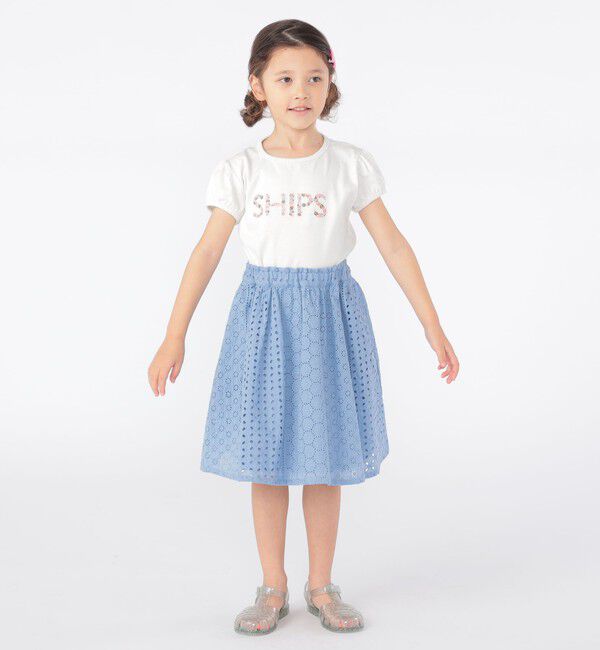 SHIPS KIDS「SHIPS KIDS:100～130cm / ガーリー 刺繍 ロゴ TEE」|Tシャツ・カットソー|