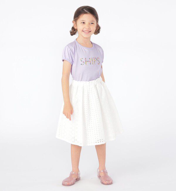 SHIPS KIDS「SHIPS KIDS:100～130cm / ガーリー 刺繍 ロゴ TEE」|Tシャツ・カットソー|