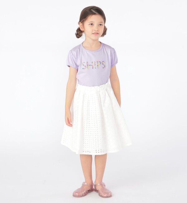 SHIPS KIDS「SHIPS KIDS:100～130cm / ガーリー 刺繍 ロゴ TEE」|Tシャツ・カットソー|