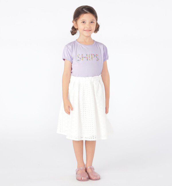 SHIPS KIDS「SHIPS KIDS:100～130cm / ガーリー 刺繍 ロゴ TEE」|Tシャツ・カットソー|