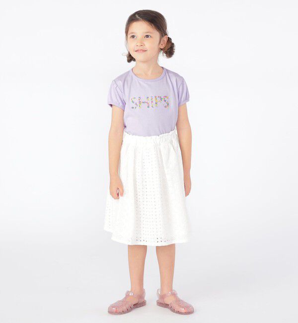 SHIPS KIDS「SHIPS KIDS:100～130cm / ガーリー 刺繍 ロゴ TEE」|Tシャツ・カットソー|