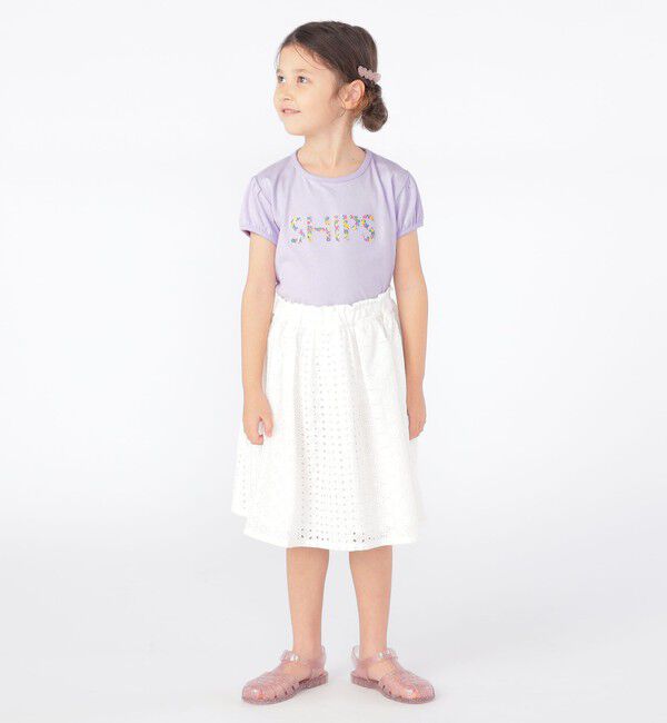 SHIPS KIDS「SHIPS KIDS:100～130cm / ガーリー 刺繍 ロゴ TEE」|Tシャツ・カットソー|