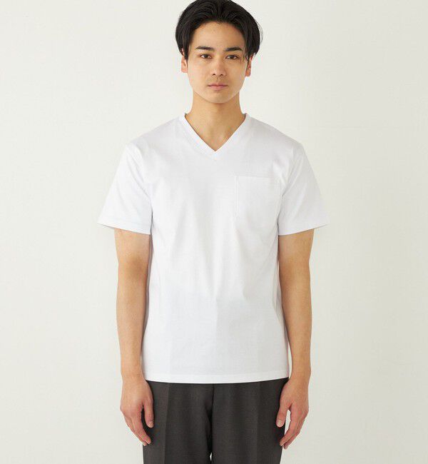 SHIPS Colors 「SHIPS Colors:〈接触冷感〉シルケット コットン Vネック TEE◇」|Tシャツ・カットソー|