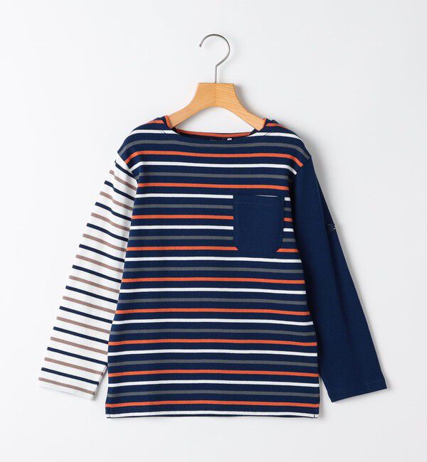 SHIPS KIDS「SHIPS KIDS:140～160cm/クレイジー ボーダー ロングスリーブ Tシャツ」|Tシャツ・カットソー|ネイビー