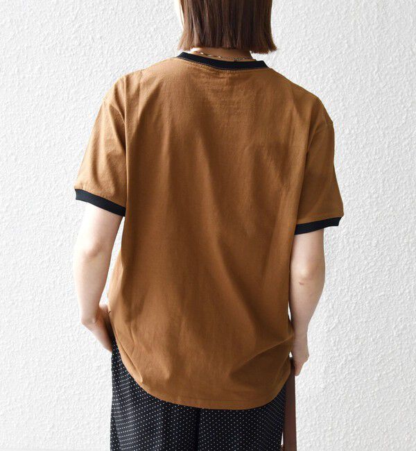 SHIPS any「【SHIPS any別注】THE KNiTS:〈洗濯機可能〉ロゴ プリント リンガー TEE」|Tシャツ・カットソー|