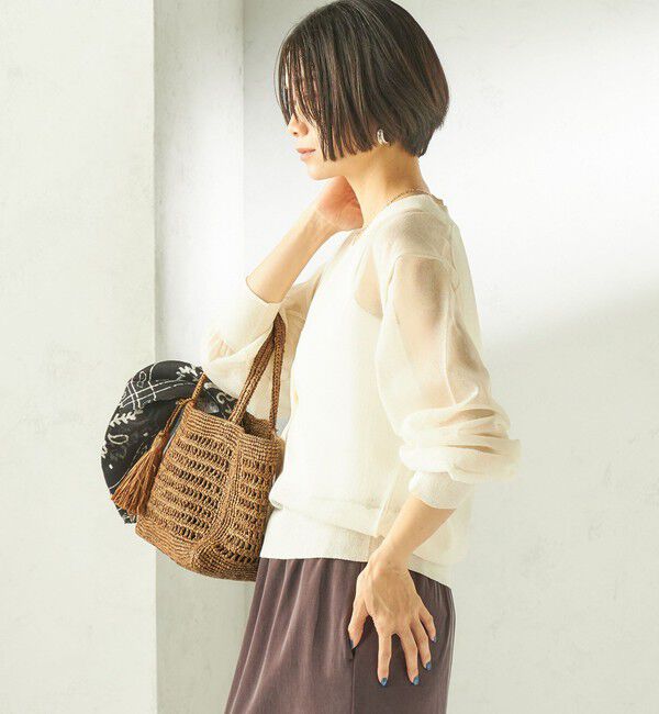 SHIPS for women「〈手洗い可能〉麻混 シアー Vネック カーディガン」|カーディガン|