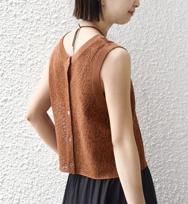 SHIPS for women「《予約》〈手洗い可能〉レース ジャカード 2WAY ノースリーブ カットソー」|Tシャツ・カットソー|