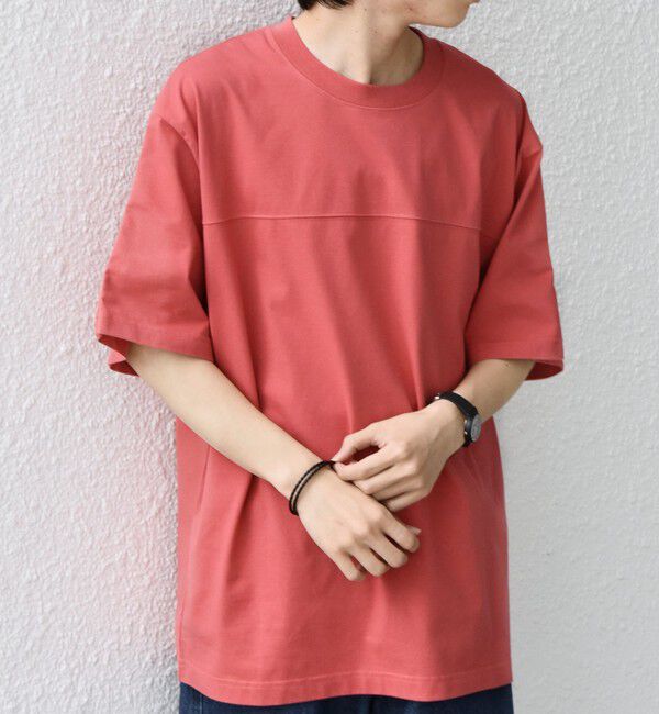 SHIPS any「SHIPS any:〈接触冷感/吸水速乾/UVカット/遮熱〉Raylock フットボール Tシャツ◆」|Tシャツ・カットソー|レッド