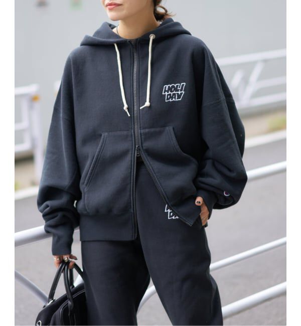 JOURNAL STANDARD「別注【CHAMPION*JOURNAL STANDARD by HOLIDAY】ZIP HOODIE」|パーカー|ブラック