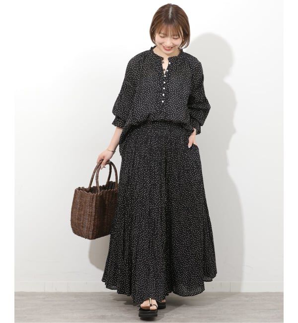 JOURNAL STANDARD relume「コットンボイルクリンクルタックフリルプルオーバー（ドット柄）」|シャツ・ブラウス|