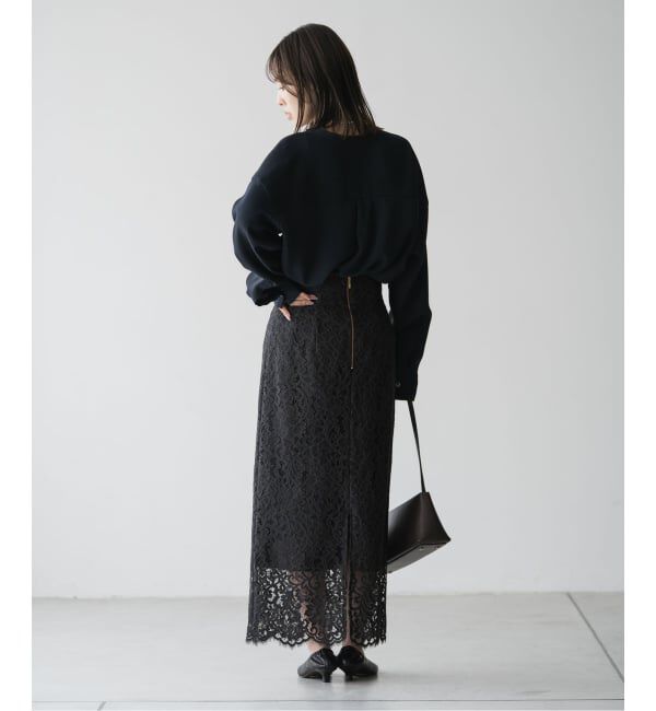 NOBLE「《追加 / WEB+一部店舗限定》リバーレースIラインスカート」|スカート|