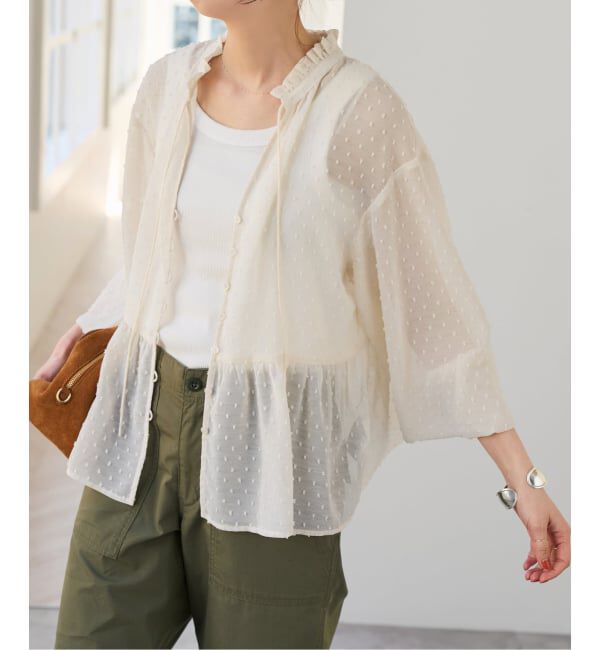 Spick and Span「《WEB限定》ドビードットフリルリボンブラウス」|シャツ・ブラウス|
