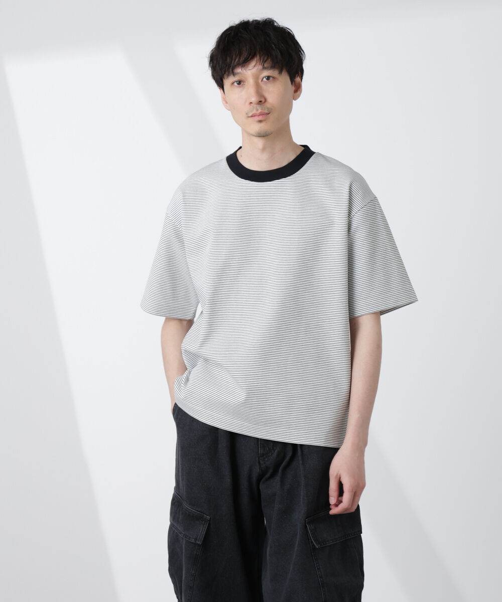 nano･universe「ワイドシルエットボーダーTシャツ」|Tシャツ・カットソー|ホワイト