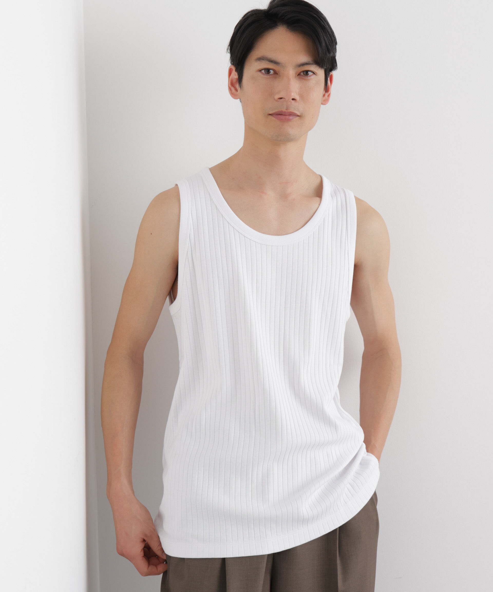 nano･universe「Anti Soaked(R) 汗染み防止 リブタンクトップ」|Tシャツ・カットソー|