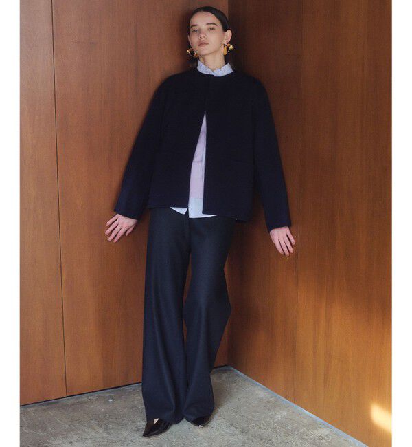 BEIGE,「【WEB限定】PAYSON / ウールリバーノーカラーショートコート」|ノーカラージャケット|