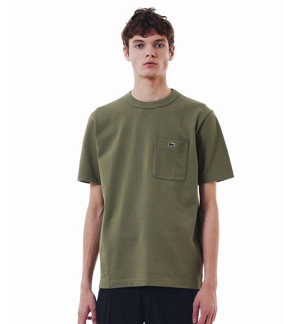 LACOSTE「鹿の子地ポケット半袖Tシャツ」|Tシャツ・カットソー|カーキ