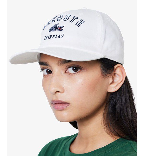 LACOSTE「刺繍入り6方キャップ」|キャップ・キャスケット|ホワイト