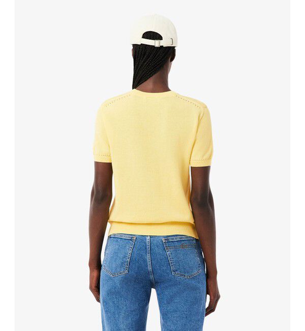 LACOSTE「シームレス3Dニット半袖セーター」|ニット・セーター|
