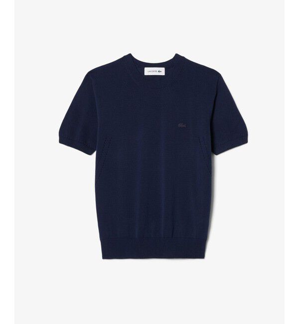 LACOSTE「シームレス3Dニット半袖セーター」|ニット・セーター|