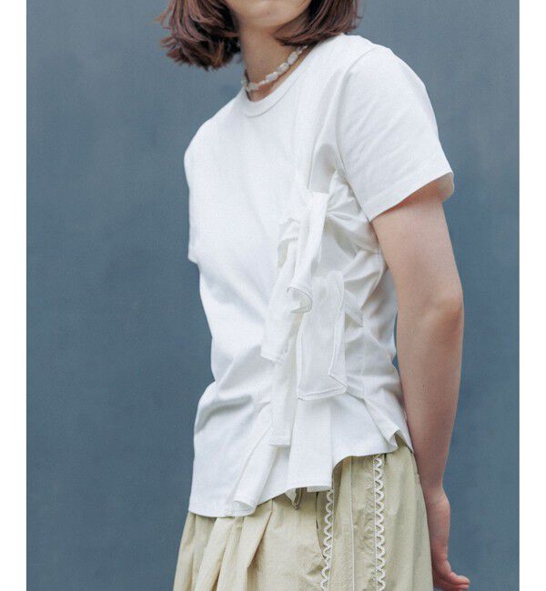 ADAM ET ROPE'「【サステナブル】リボンプルオーバー/接触冷感/UVカット/吸水速乾」|Tシャツ・カットソー|ホワイト(10)