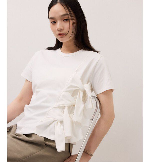 ADAM ET ROPE'「【サステナブル】リボンプルオーバー/接触冷感/UVカット/吸水速乾」|Tシャツ・カットソー|