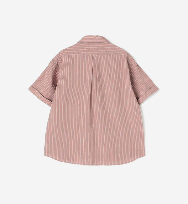 DANTON「DANTON | リネンコットン 丸襟半袖プルオーバーシャツ STRIPE WOMEN」|シャツ・ブラウス|