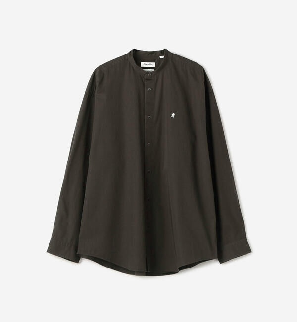 GYMPHLEX「Gymphlex | バンドカラー長袖シャツ SOLID MEN」|シャツ・ブラウス|CHARCOAL