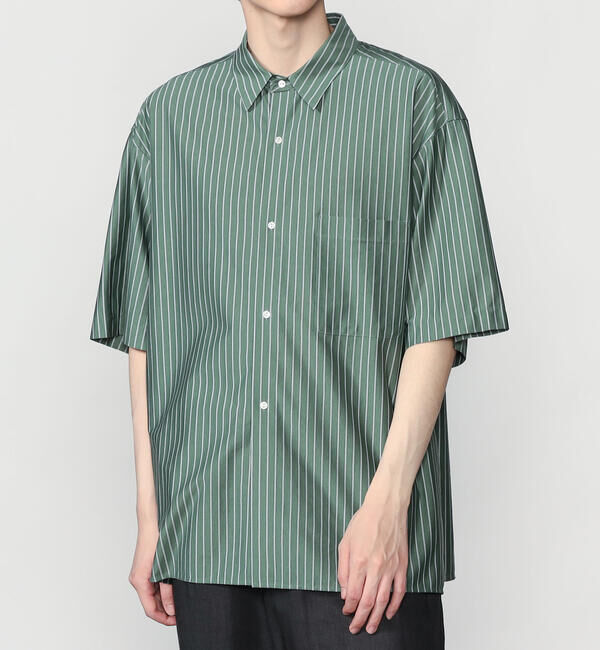  「GOOD PEOPLE GOOD STITCHING GOOD PRODUCT | 〈別注〉ストライプ ハーフスリーブシャツ MEN」|シャツ・ブラウス|GREEN系1