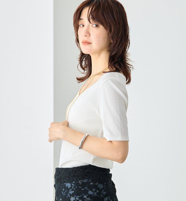  「予約【すっきり見え】キュプラコットンテレコTee」|Tシャツ・カットソー|
