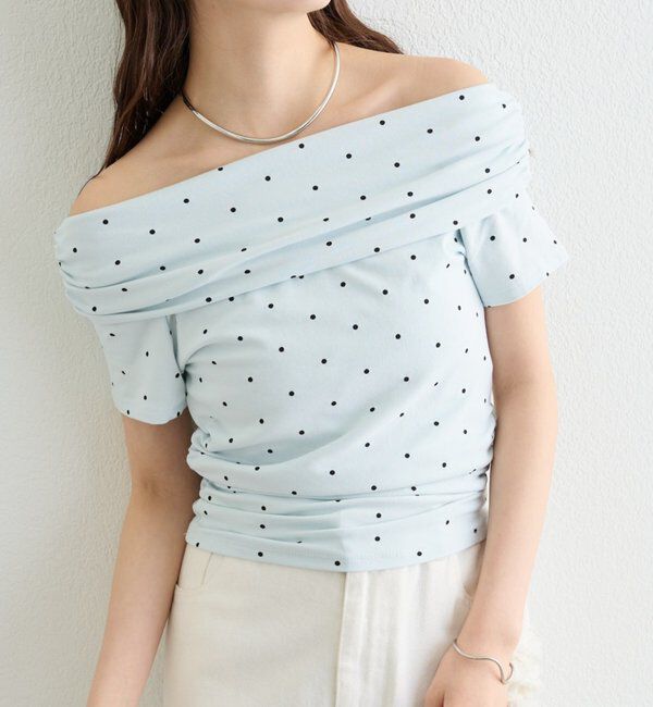  「ドットオフショルTシャツ」|Tシャツ・カットソー|ブルー