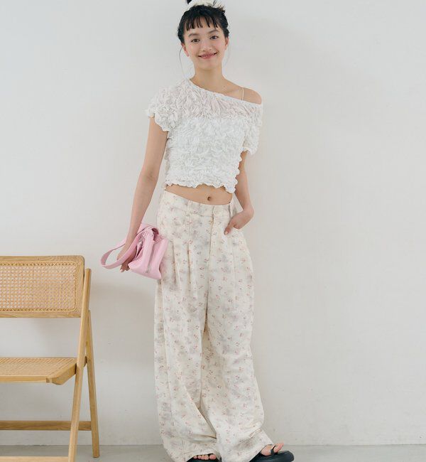  「ふわふわシャーリングTシャツ」|Tシャツ・カットソー|