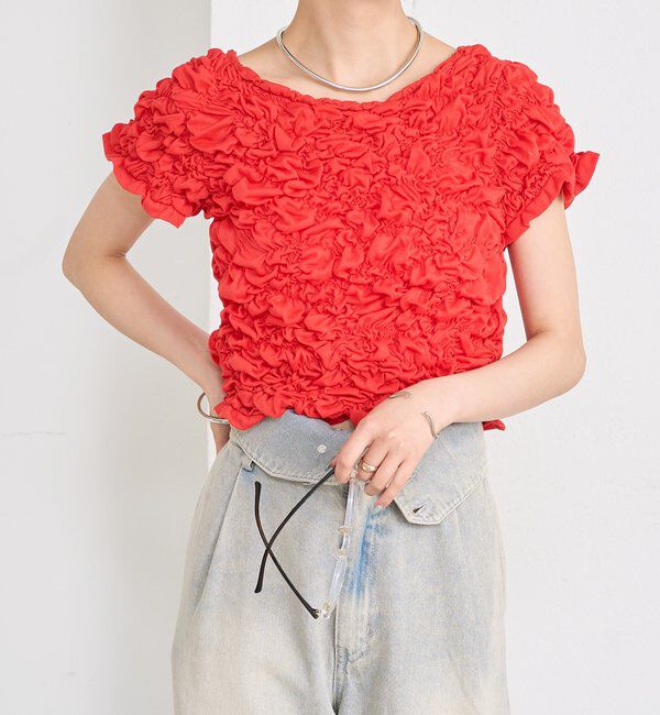 「ふわふわシャーリングTシャツ」|Tシャツ・カットソー|