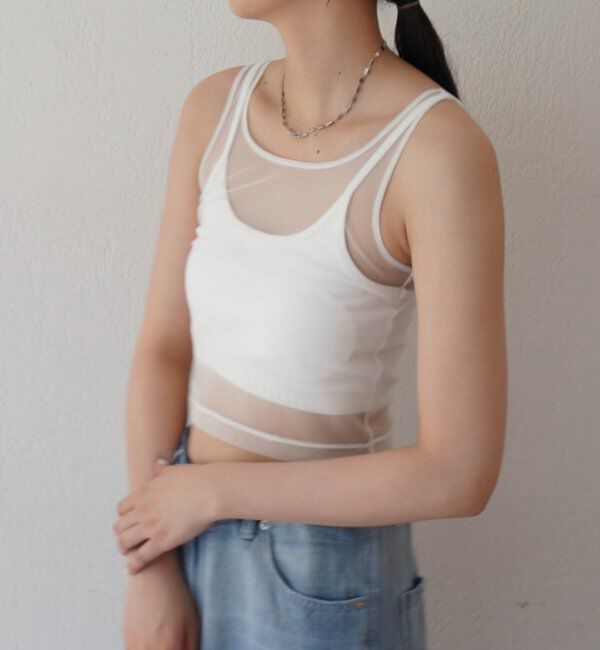  「【earthy_/アーシー】カップ付きチュールタンク」|Tシャツ・カットソー|