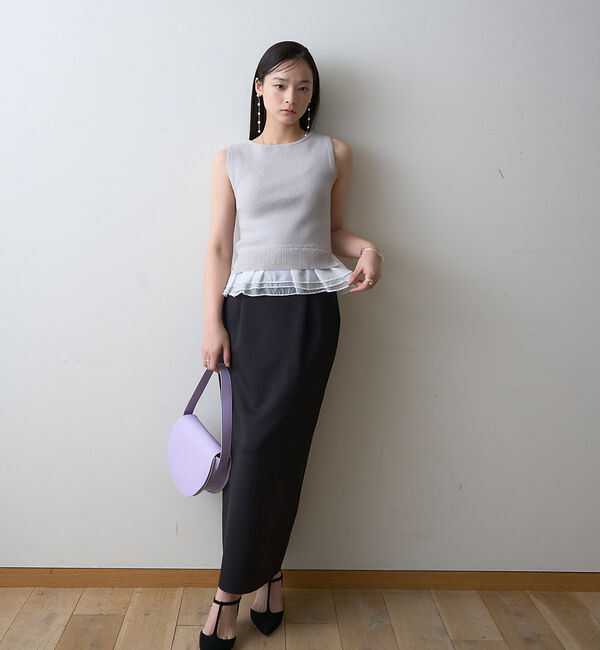 Rouge vif「【一部店舗限定】チュールコンビノースリーブプルオーバー」|ニット・セーター|