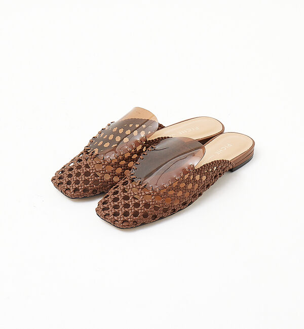 AU BANNISTER「《メッシュ&times;クリア》コンビフラットミュールサンダル」|サンダル|