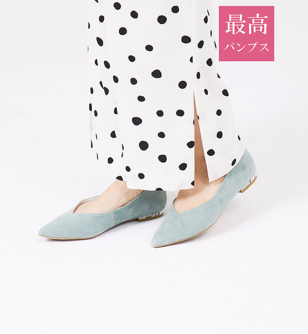 AU BANNISTER「【最高パンプス/1cmヒール】美脚&times;快適 ポインテッドフラットパンプス」|パンプス|セージグリーン