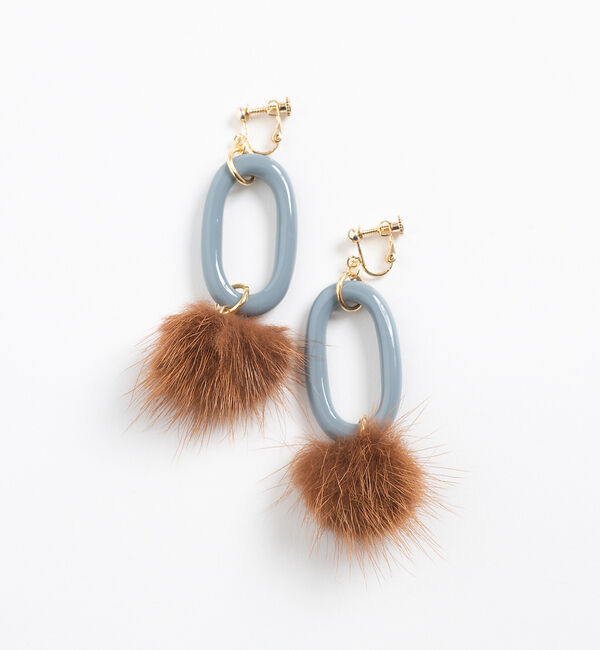 LOWELL things「●C/ミンクファー&times;アクリルイヤリング」|ピアス|