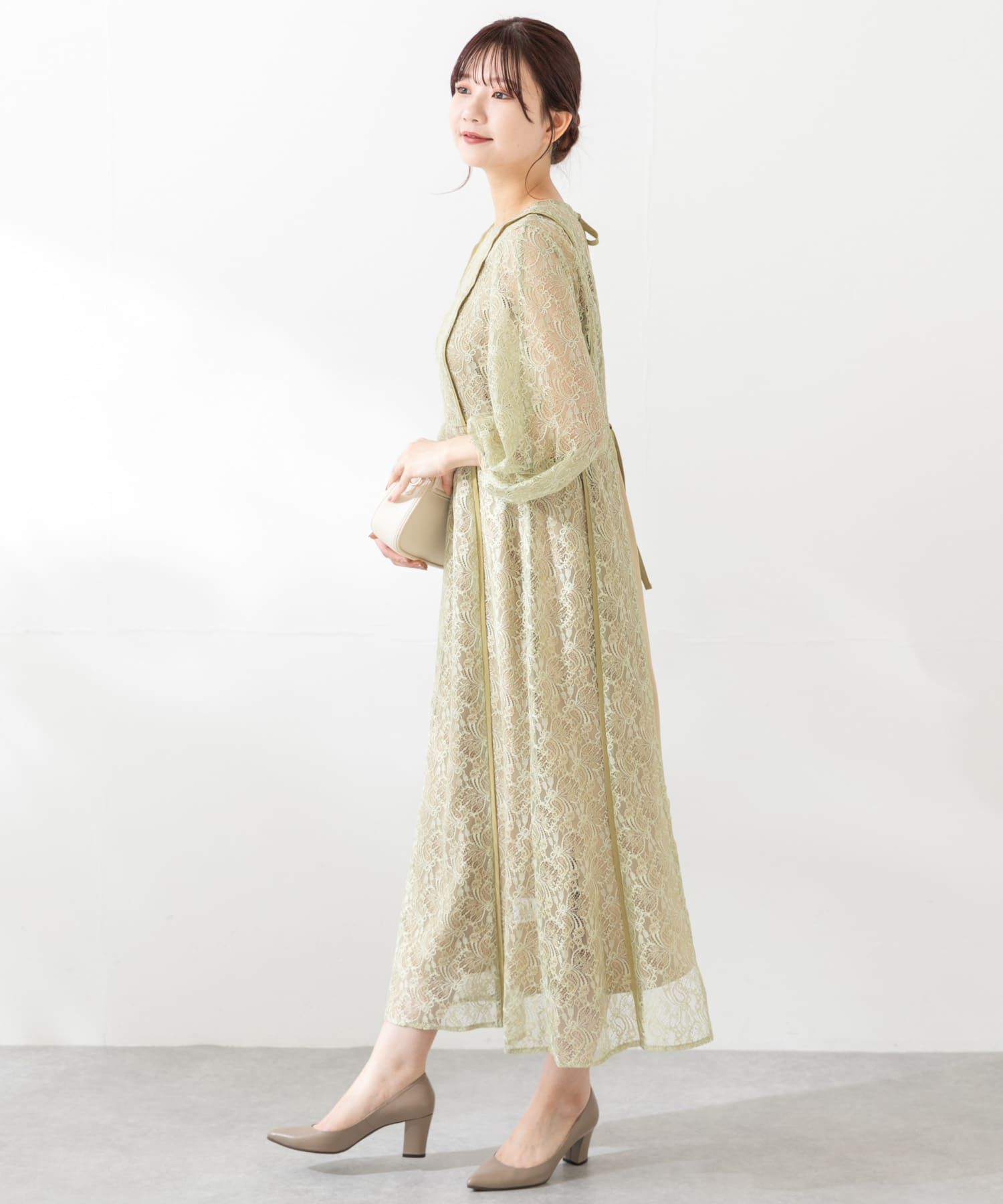URBAN RESEARCH ROSSO「kaene　パイピングレースエプロンドレス」|ワンピース|