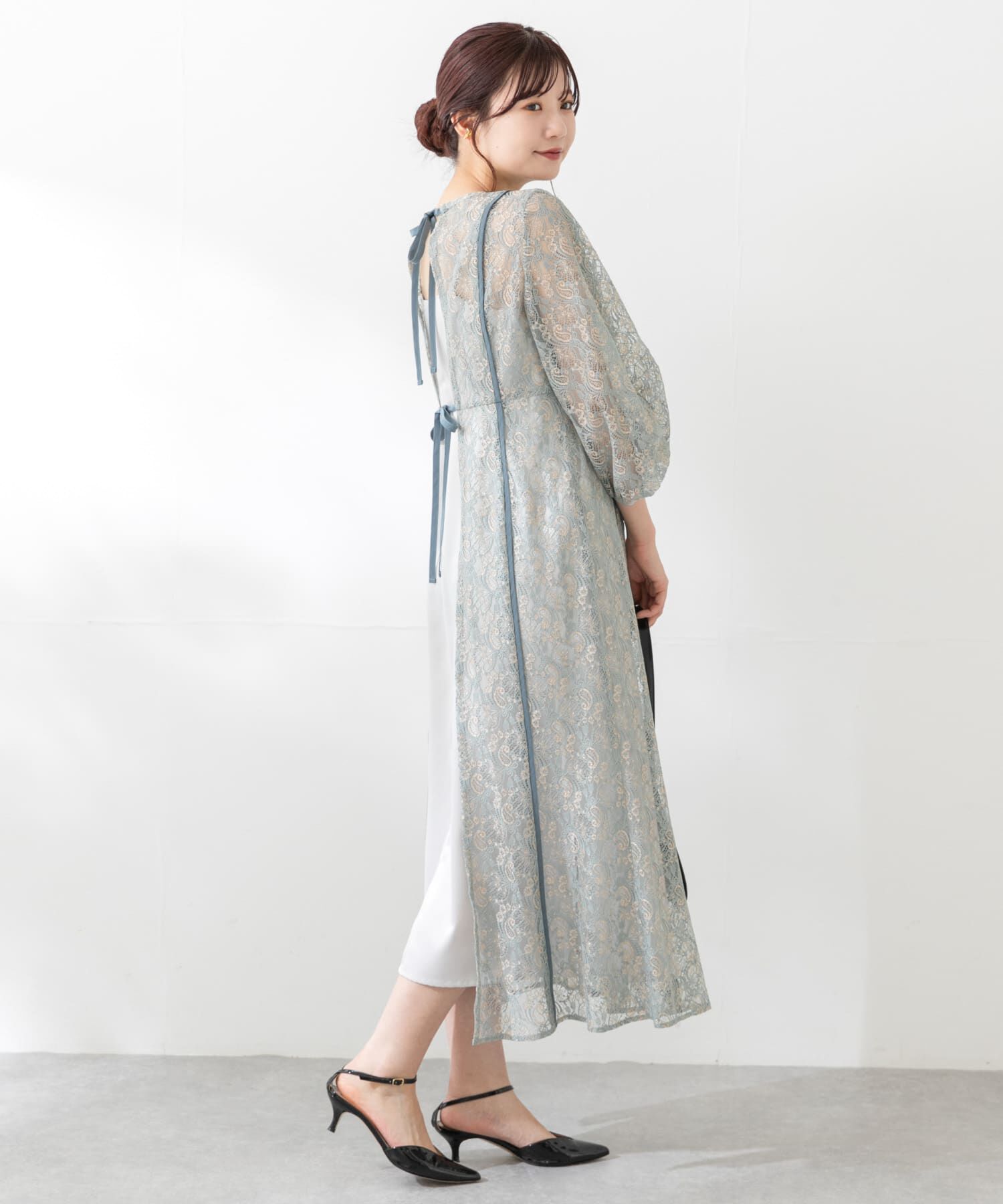 URBAN RESEARCH ROSSO「kaene　パイピングレースエプロンドレス」|ワンピース|