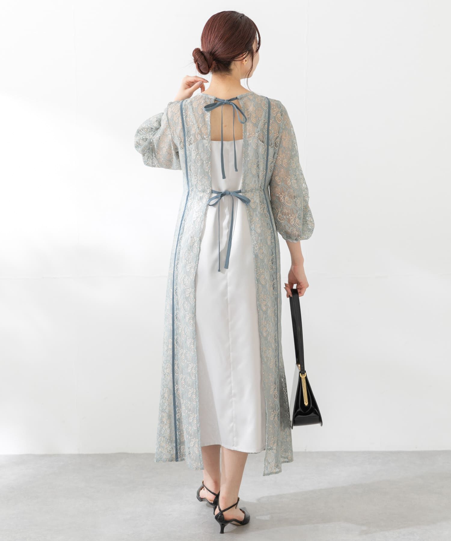 URBAN RESEARCH ROSSO「kaene　パイピングレースエプロンドレス」|ワンピース|