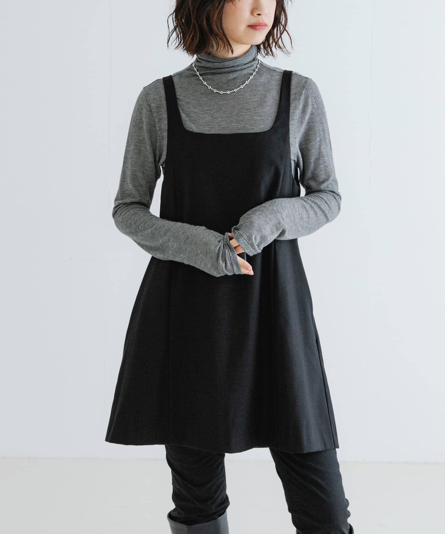 URBAN RESEARCH「スクエアネックミニジャンパーワンピース」|ワンピース|ブラック