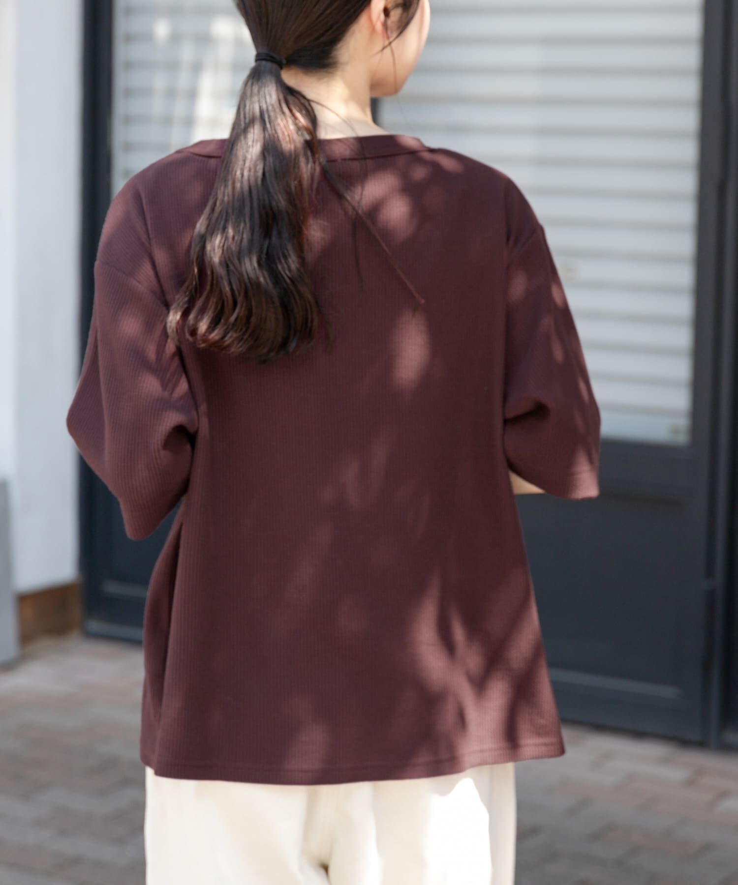 URBAN RESEARCH DOORS「FORK&SPOON　ミニワッフル5分袖Tシャツ」|Tシャツ・カットソー|