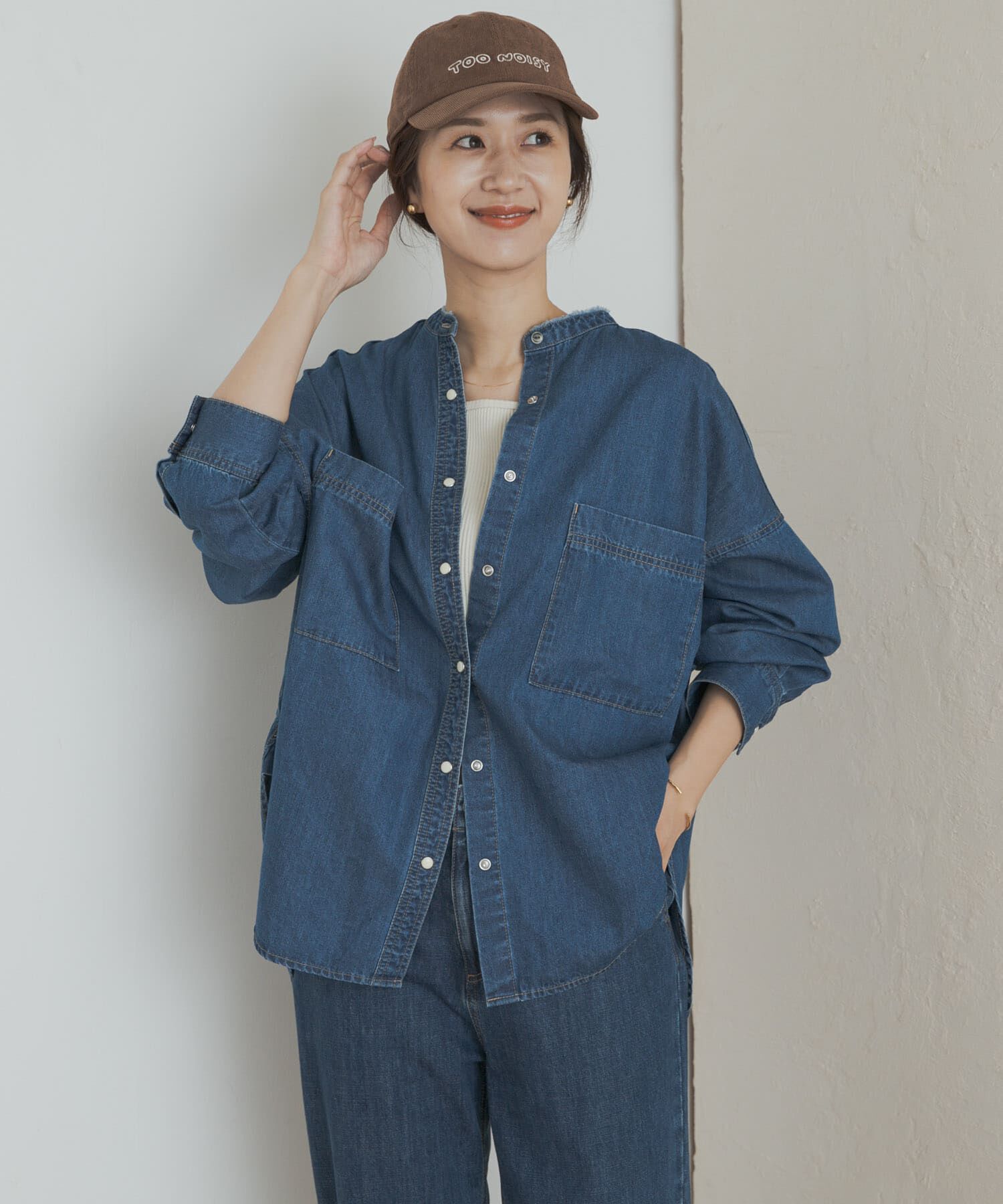URBAN RESEARCH DOORS「デニムバンドカラーシャツ」|シャツ・ブラウス|