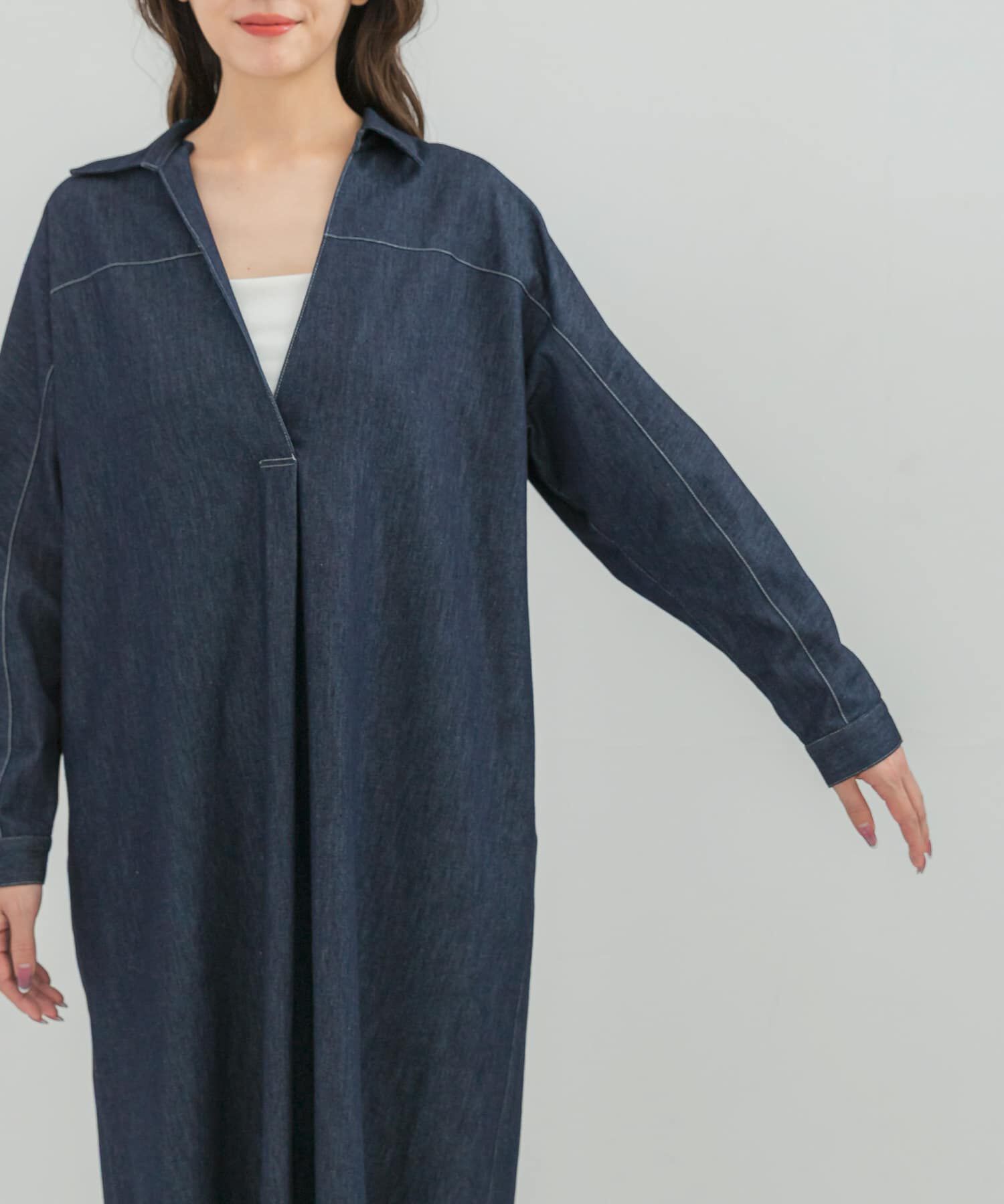URBAN RESEARCH ROSSO「スキッパーデニムワンピース」|ワンピース|